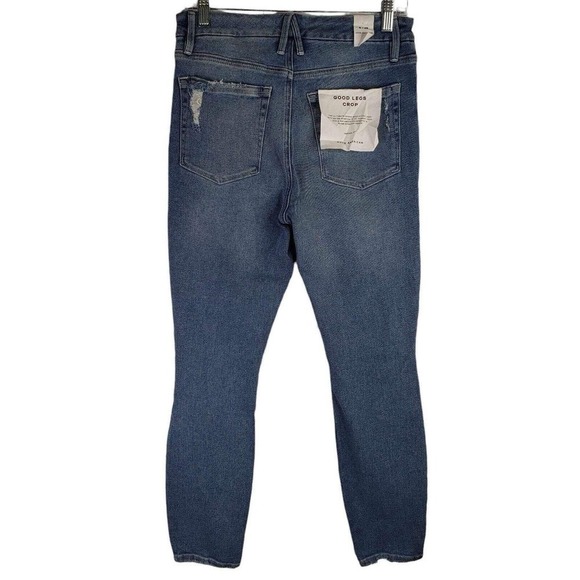 Good American Good Legs Crop Women's Size 6 Medium Wash Skinny Distressed New - Picture 3 of 14